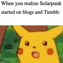 when you realize solarpunk started on blogs and tumblr . imgflip.com