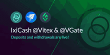 an advertisement for ixcash @ vitex and @ vgate