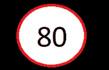 a sign that says 80 in a red circle on a black background