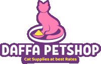 a logo for daffa petshop with a pink cat