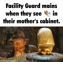 an ad for facility guard mains when they see in their mother 's cabinet with a man in a hat