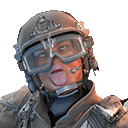 a man wearing a helmet , goggles and a headset is sticking his tongue out .