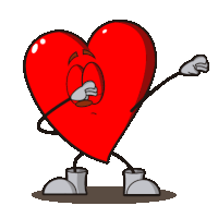 a cartoon heart with arms and legs is covering his face