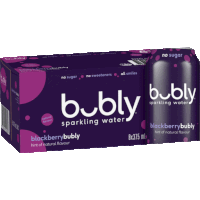 a box of bubly sparkling water with a blackberry flavor