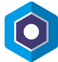 a blue and purple hexagon with a white circle in the middle