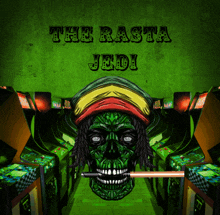 a poster for the rasta jedi shows a skull with dreadlocks