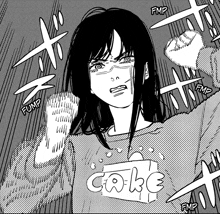 a black and white drawing of a girl wearing a sweater with the word coke on it