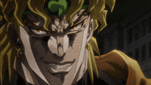 a close up of dio from jojo 's bizarre adventure with a serious look on his face