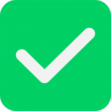 a green square with a white check mark inside