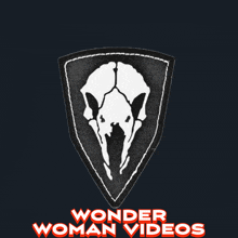 a logo for wonder woman videos with a skull in the center