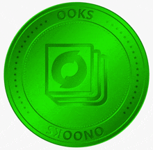 a green coin with a stack of books on it