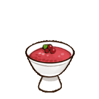 a bowl of cranberry sauce with berries on top on a white background .