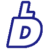 a blue letter b on a white background .