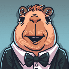 a cartoon of a camel wearing a suit and bow tie