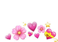 pink hearts and flowers on a white background