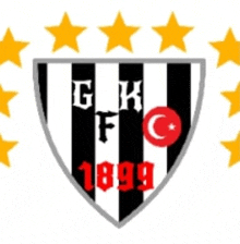 a black and white shield with gk f 1899 on it