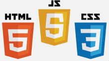 three logos for html 5 js and css are shown on a white background