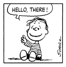 a black and white cartoon of snoopy says hello there .