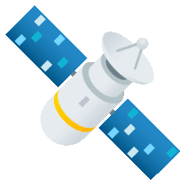 an illustration of a satellite with a white antenna on top