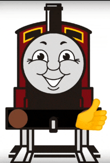 a cartoon train giving a thumbs up sign