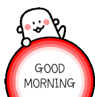 a sticker that says good morning with a ghost on it