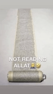 a picture of a roll of carpet that says `` not reading allat '' .