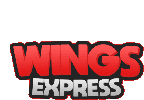 a logo for wings express that is red and white