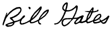 a black and white signature of bill gates