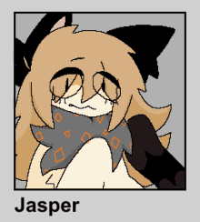 a pixel art drawing of a cat with the name jasper