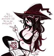 a drawing of a witch with the words hey mind it i practice a lil hex on you real quick