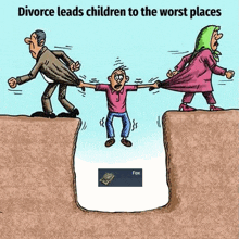 a cartoon about divorce leads children to the worst places with a fox logo