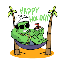 a cartoon of a man in a hammock with the words happy holiday