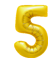 a gold foil balloon in the shape of the number 5