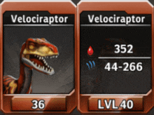 a picture of a velociraptor and a picture of a velociraptor lvl40