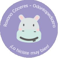 a logo for roxana caceres odontopediatra with a hippo