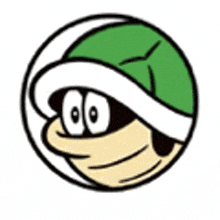 a cartoon character with a green shell on his head is covering his face with his hand .