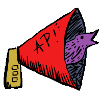 a cartoon drawing of a megaphone with the words ap written on it