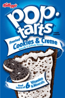 a box of pop tarts with frosted cookies and creme