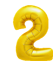 a gold number 2 balloon on a white background