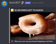 a screenshot of a garticbot bot with a picture of a glazed donut