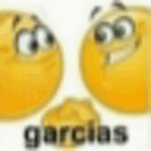 two yellow smiley faces are standing next to each other on a white background and the word gracias is written below them .