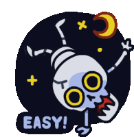 a cartoon drawing of a skeleton with the words easy written on it