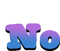 the word no is displayed in blue and purple letters