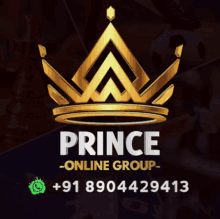 a logo for prince online group with a crown