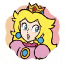 princess peach is wearing a pink dress and a crown .