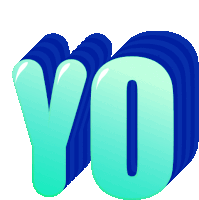 the word yo is written in blue and green