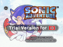 a sonic adventure trial version for e3 is being displayed