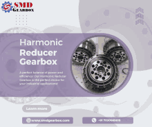 a poster for harmonic reducer gearbox with a picture of gears