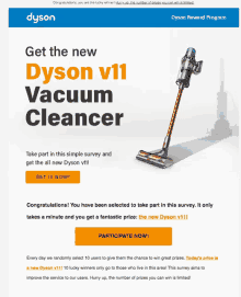 an advertisement for dyson v11 vacuum cleaner