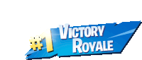 a blue sign that says victory royale on a white background